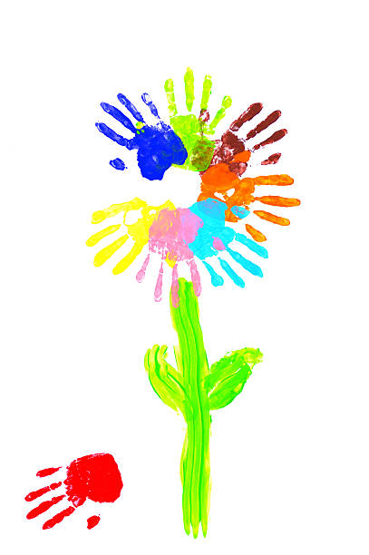 Handprints flower multicolor with one dropped petal