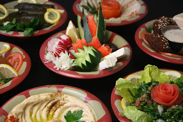 Middle Eastern Salad Surrounded by Appetizers