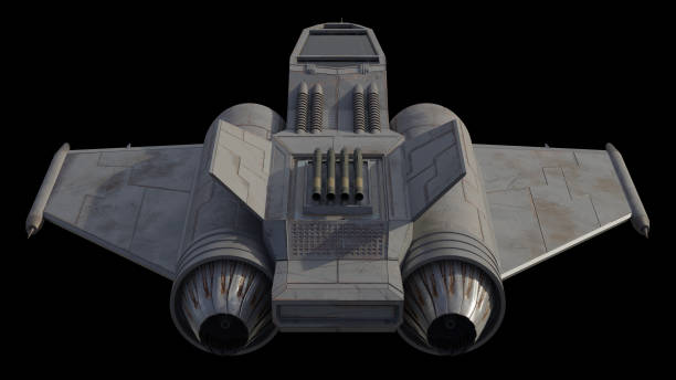 istock Single Seater Star Fighter Spaceship, Top Rear View 1736997403