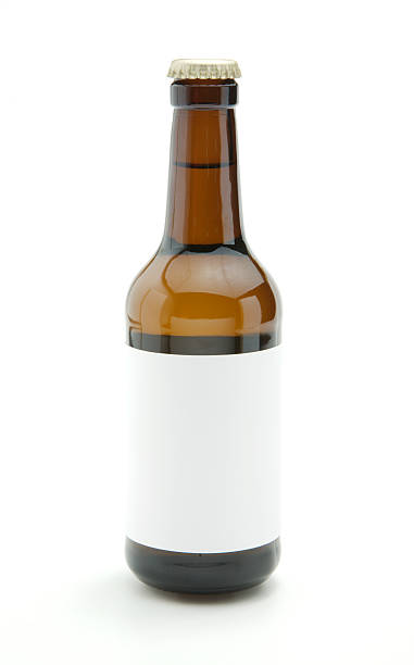 Beer bottle with blank label stock photo