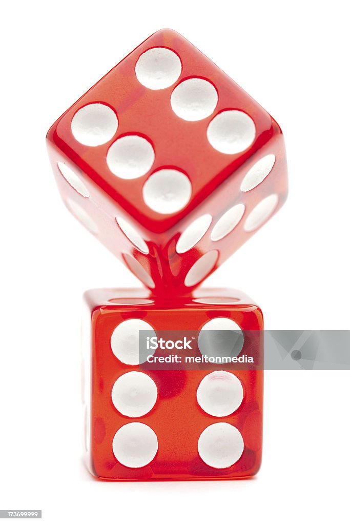 Pair of Sixes Red dice displaying a pair of sixes. Dice Stock Photo