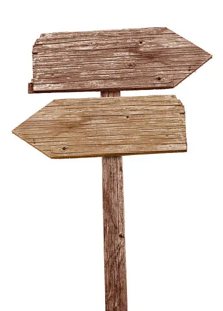 Photo of Vintage wooden road sign pointing in different directions