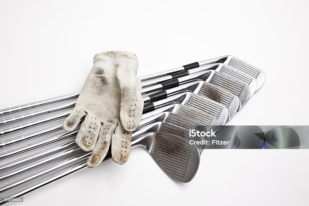 Juego de hierro y guantes - Foto de stock de Fondo blanco libre de derechos