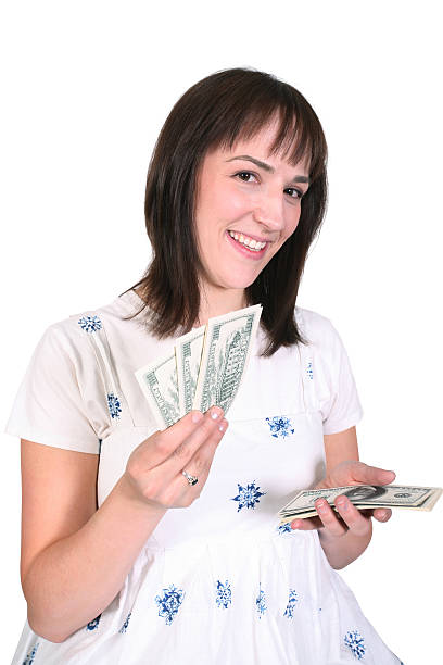 istock Woman Counting Dollar Bills And Smiling 173701742