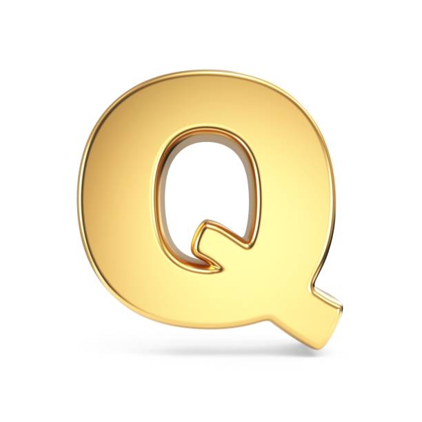 Simple gold font Letter Q 3D Simple gold font Letter Q 3D rendering illustration isolated on white background 3d letter q gold stock pictures, royalty-free photos & images