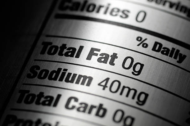 Nutrition Label Close-up of Silver Aluminum Diet Soda Can stock photo