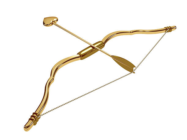 Cupid's gold love bow Mythological love bow isolated on white with clipping path. Point it at someone and he/she will immediately fall in love! High resolution 3D rendering.Similar images: archery bow stock pictures, royalty-free photos & images