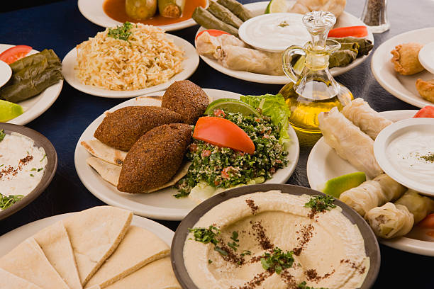 Arabic food Assorted Dishes of Arabic Food lebanese culture stock pictures, royalty-free photos & images