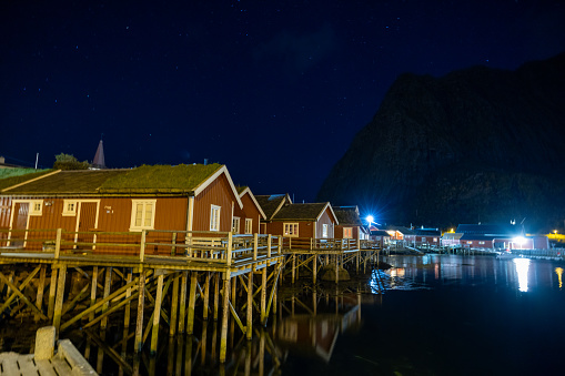 A spectacular view of the famous Reine fisherman's village on the Lofoten Islands, Norway