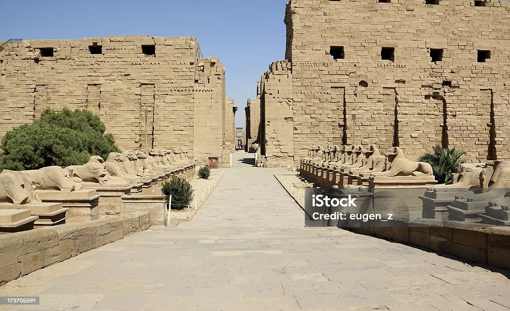 Avenue の Sphinxes ます。カルナック神殿コンプレックス（エジプト、ルクソール）。 - エジプト テーベのロイヤリティフリーストックフォト