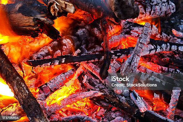 Углях Светящийся В Жару Fire — стоковые фотографии и другие картинки Бревно - Бревно, Бушующее пламя, Ветвь - часть растения