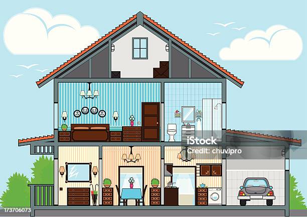 Cutaway Of House Stock Illustration - Download Image Now - House, Cutaway Drawing, Facade
