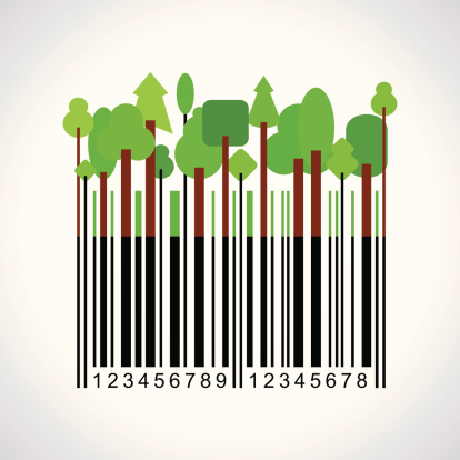 bar-code with forest plants, business concept