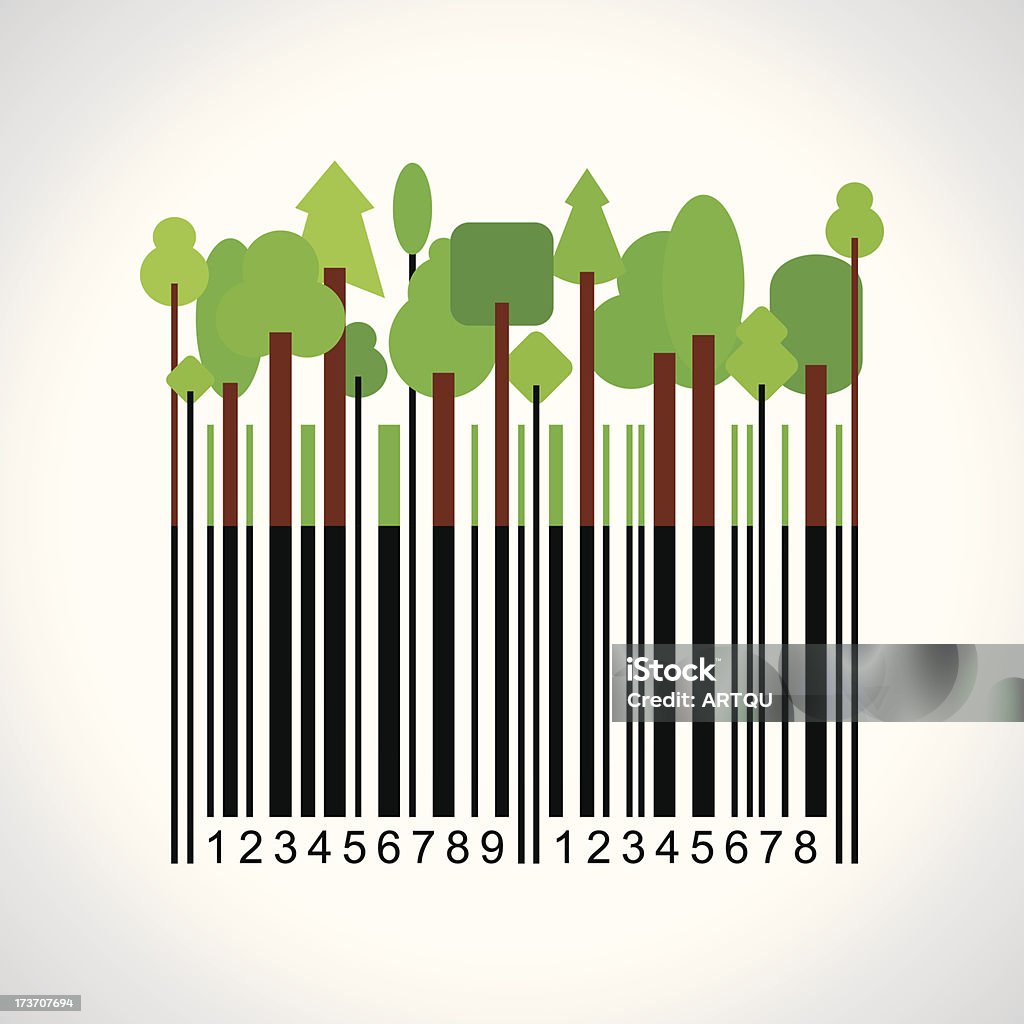 Barcode Tree Vector Vector Illustration Bar Code Geometric Foliage Stock Illustration ...
