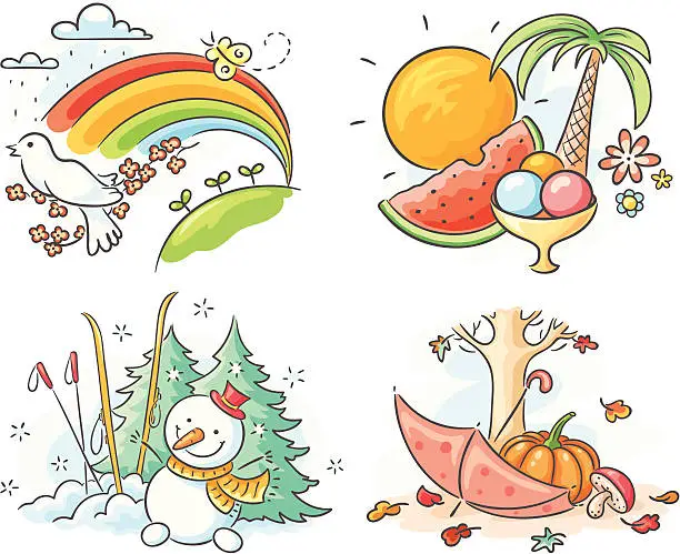 Vector illustration of The four seasons
