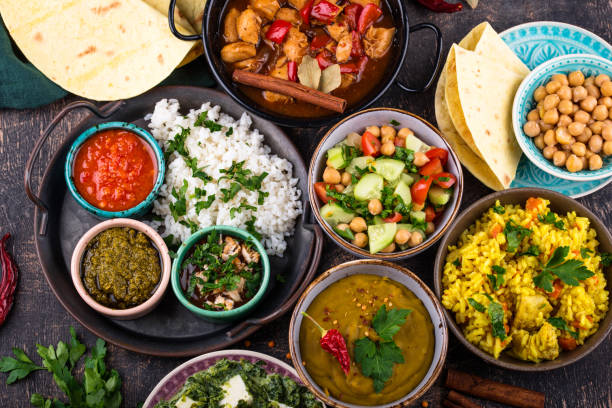 istock Assorted of traditional Indian food. 1737079098