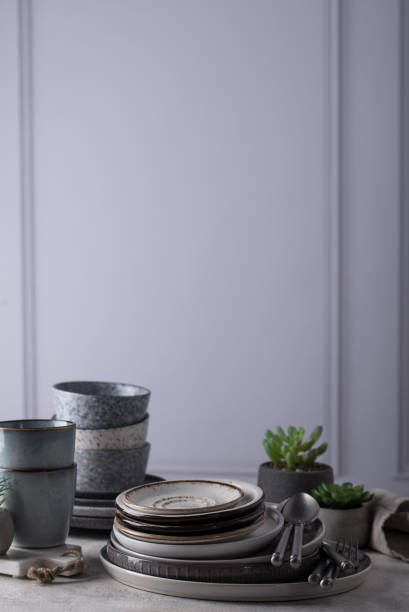 istock Craft ceramic plates, bowls and cups 1737079640