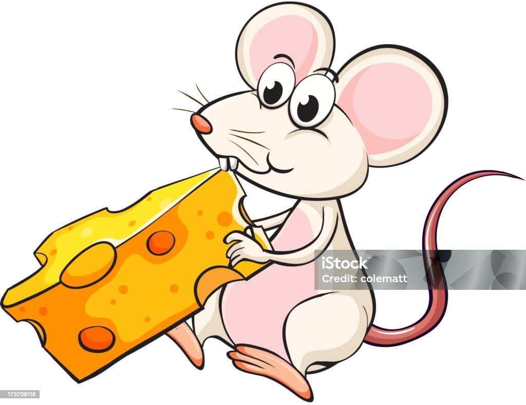 Souris manger au fromage - clipart vectoriel de Aliment libre de droits