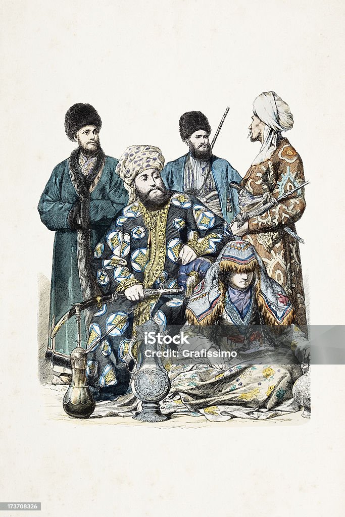 Азиатские человек с традиционной одежде от 19 века - Стоковые иллюстрации Люди роялти-фри