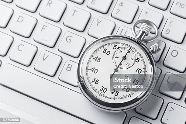 Stopwatch On A Keyboard Stock Photo - Download Image Now - Stopwatch, Computer, Accuracy