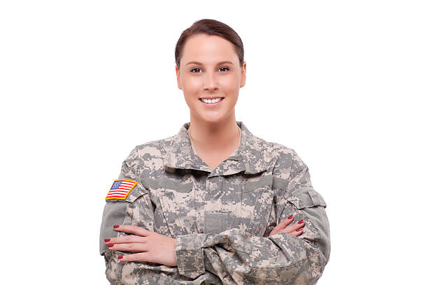 istock Happy female army soldier 173710535