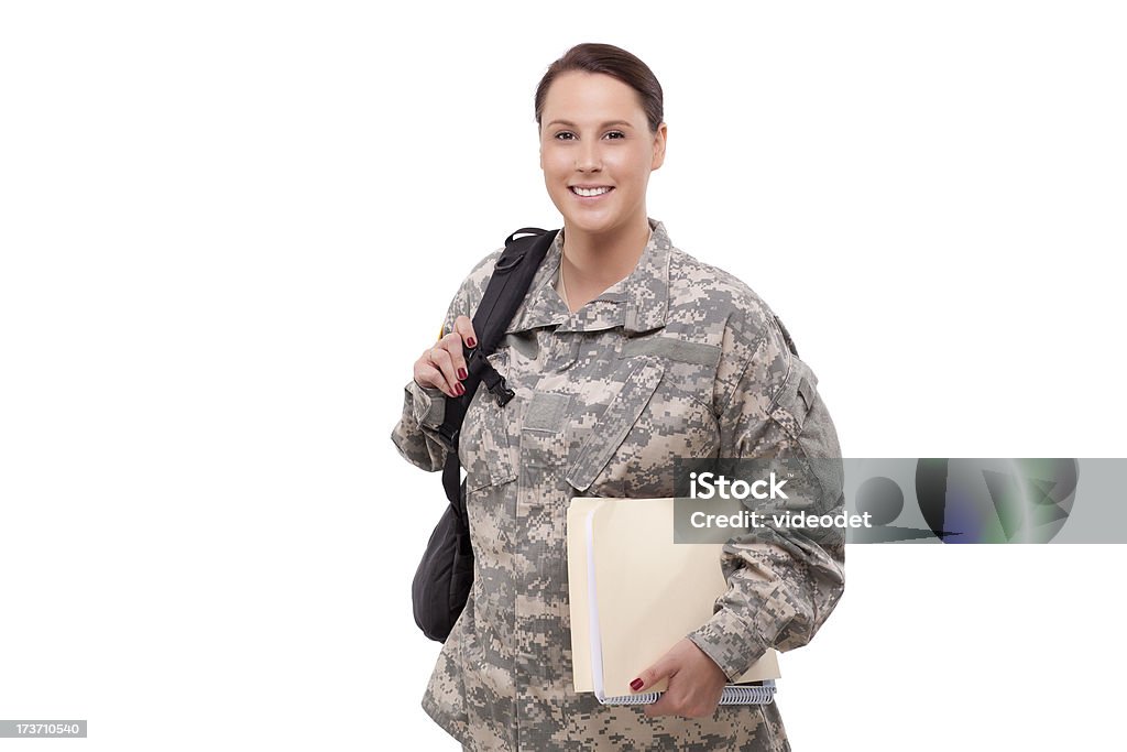 Conector hembra soldado con documentos y mochila - Foto de stock de Ejército de Tierra libre de derechos