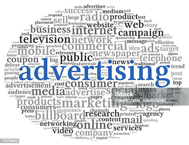 Advertising Concept In Word Tag Cloud Stock Photo - Download Image Now - Business, Cloudscape, Competition