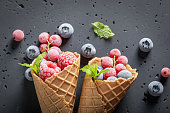 Cold sorbet as symbol of fruity ice cream.