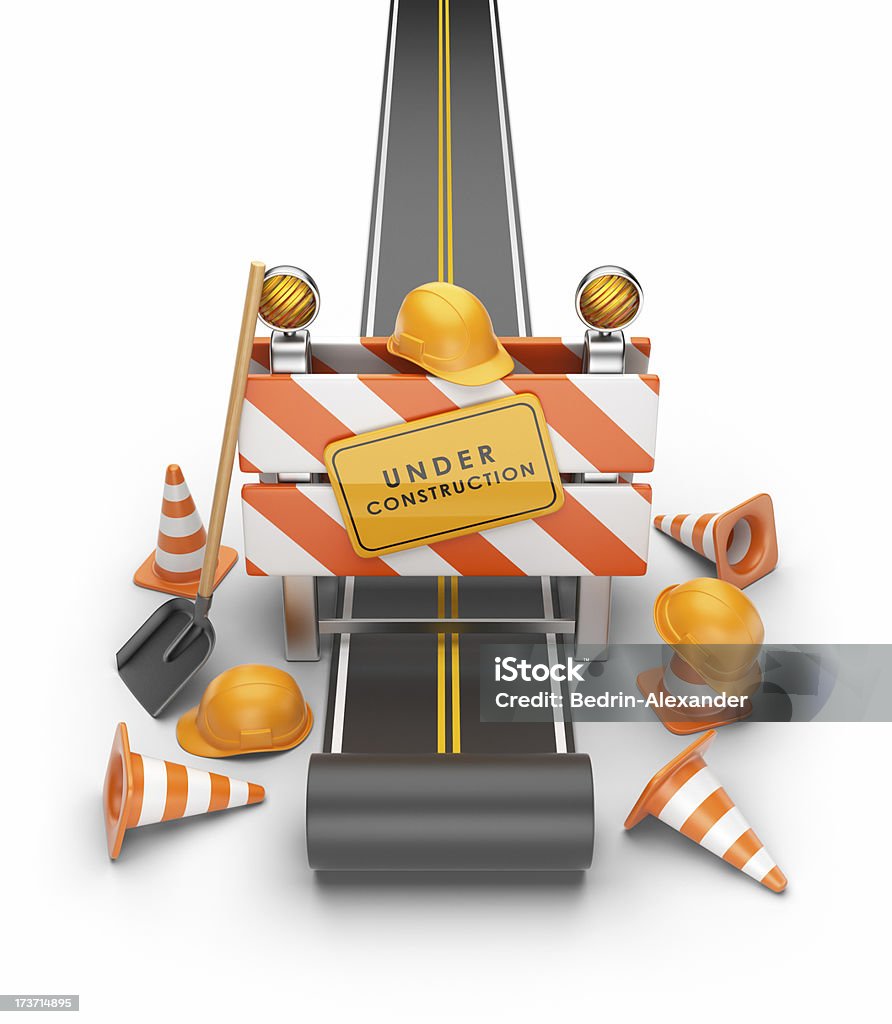 Em construção de estrada. 3 D ilustração - Foto de stock de Aprimoramento royalty-free