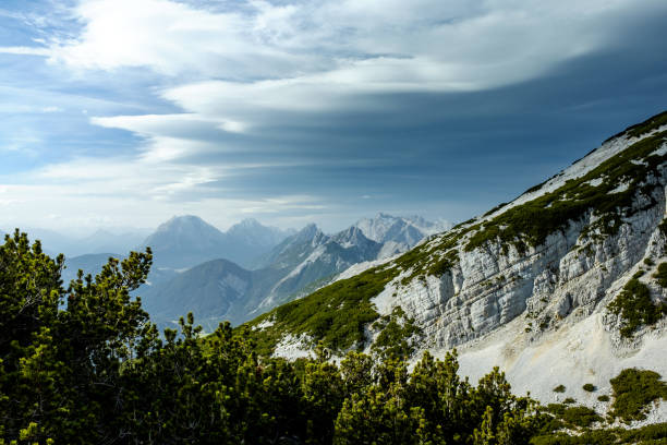 Karwendel Mountains in the evening light stock photo
