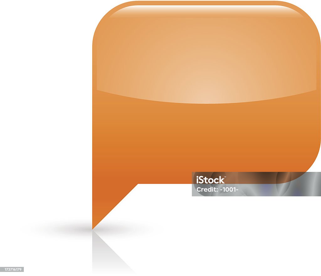 Orange brillant discours bulle rectangulaire pictogram icon Panneau arrière-plan blanc - clipart vectoriel de Bulle de pensée libre de droits