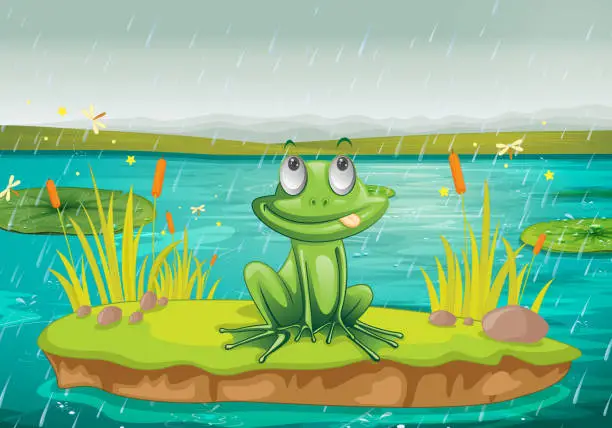 Vector illustration of Frog and a water