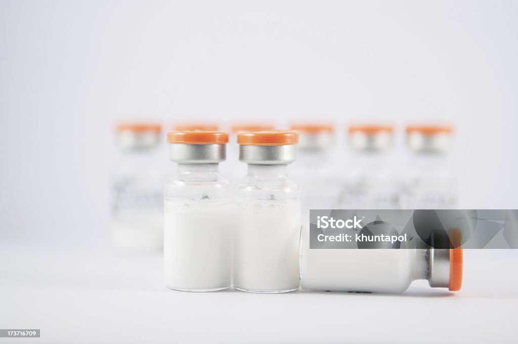 Orange cap injection vials Orange cap injection vials show medicine concept Antidote Stock Photo