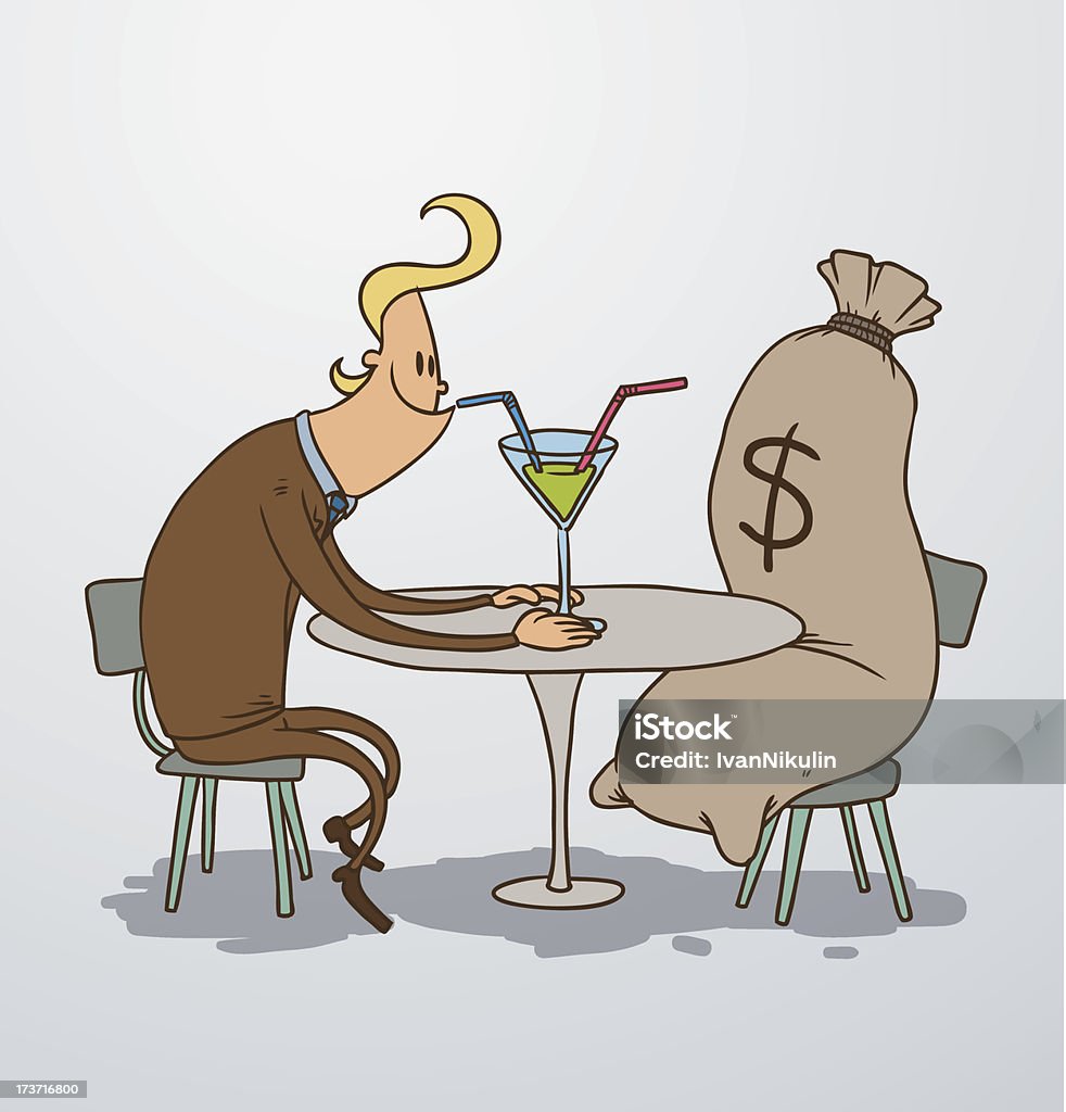 Homme sur une date avec Sac d'argent - clipart vectoriel de Adulte libre de droits