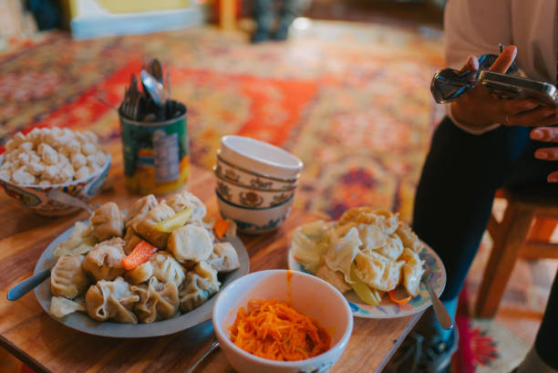 traditional mongolian food Buuz, Dumpling
