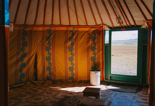 inside of traditional mongolian ger yurt