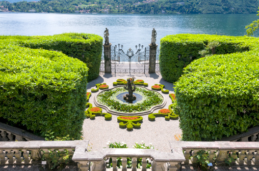 Formal gardens by the side of Lake Como