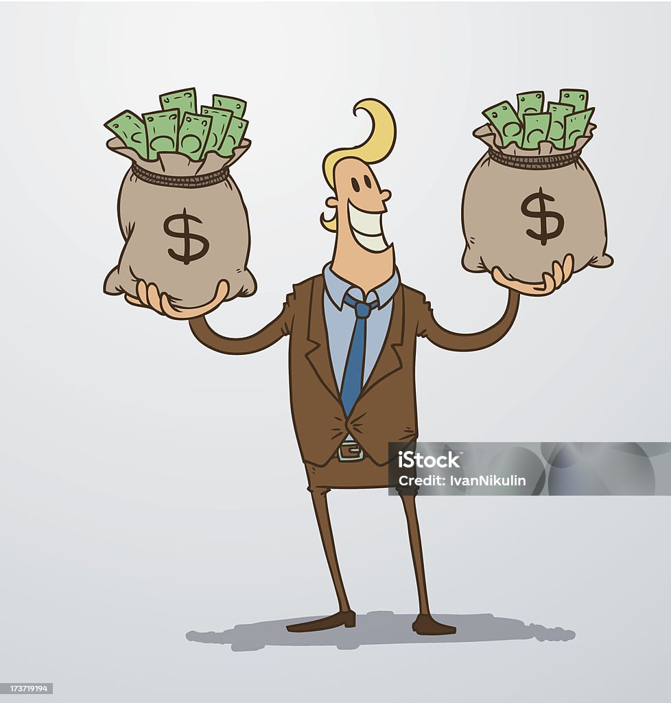 Человек с две сумки денег - Векторная графика Бизнес роялти-фри