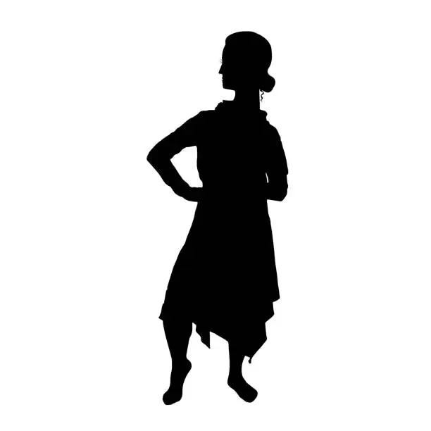 Vector illustration of Woman, black silhouette figure.