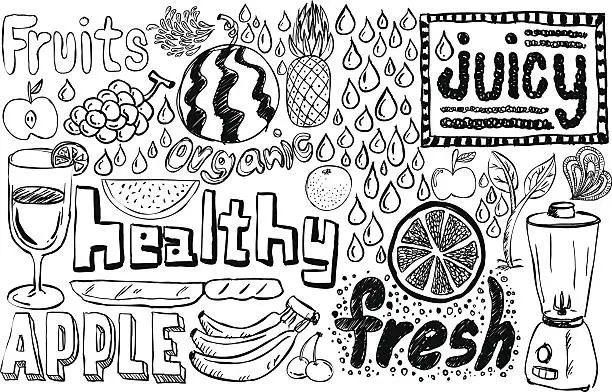 Vector illustration of Healthy fruit sketch collection