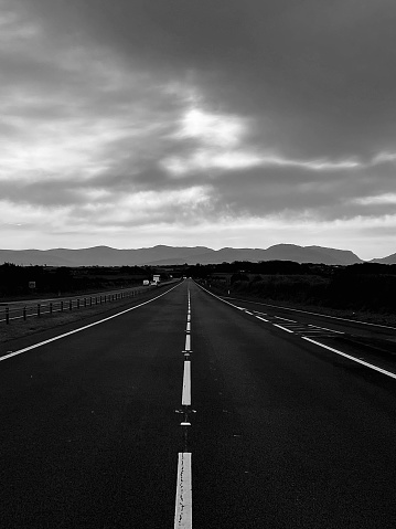 Diminishing perspective on an empty road in Wales