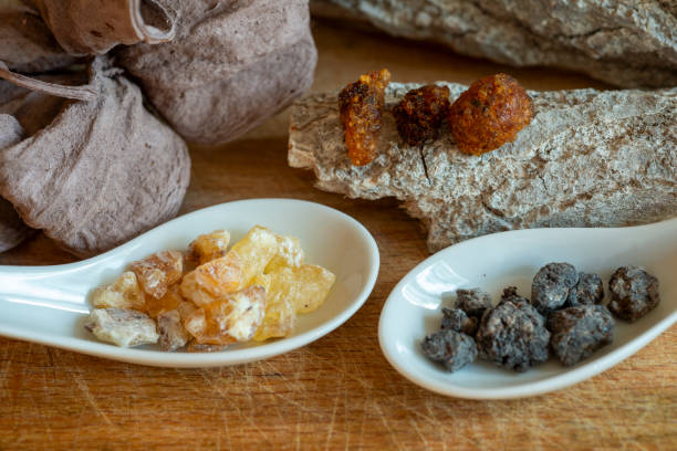 istock various incense resin chunks on small plates - boswellia - used as medicine 1737226493