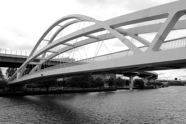 istock Iron bridge spanning the Okawa River in Osaka City 1737232112