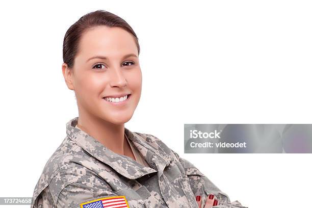 Smiling Female Soldier Stock Photo - Download Image Now - US Military, 20-29 Years, Adult