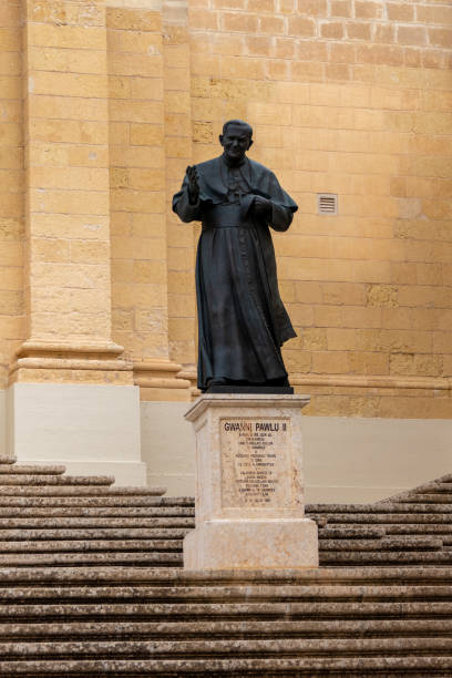 Malta, Gozo, Victoria, Statue of Pope John Paul II in front of the, Notre-Dame-de-l'Assomption Cathedral Gozo, Malta, May 3, 2023. Statue of Pope John Paul II in front of the , Notre-Dame-de-l'Assomption Cathedral in Rabat, Victoria, pope john paul ii stock pictures, royalty-free photos & images