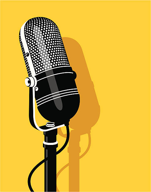 ilustraciones, imágenes clip art, dibujos animados e iconos de stock de old micrófono - microphone