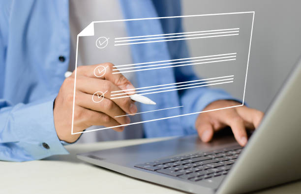 istock Electronic signing businessman signing electronic document on digital document on virtual laptop screen electronic signature, electronic signature concept. 1737297676