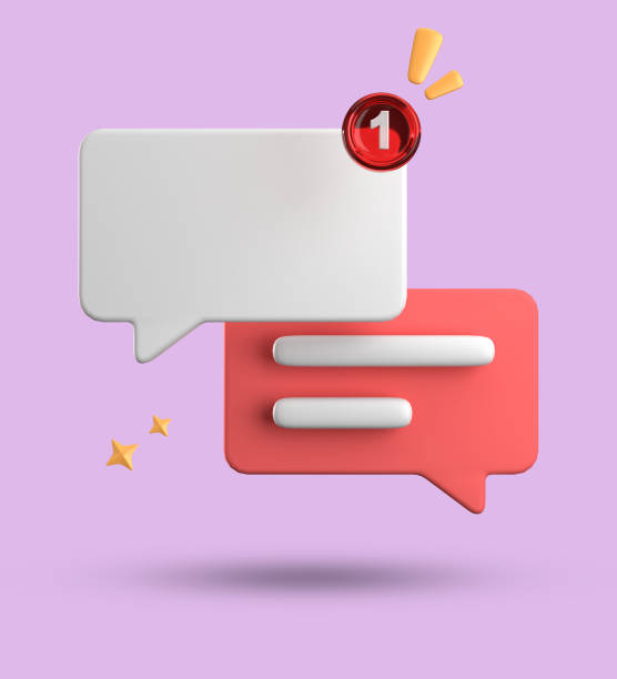 istock 3d rendering of speech bubble, 3D pastel chat icon set. Set of 3d speak bubble. 1737301067