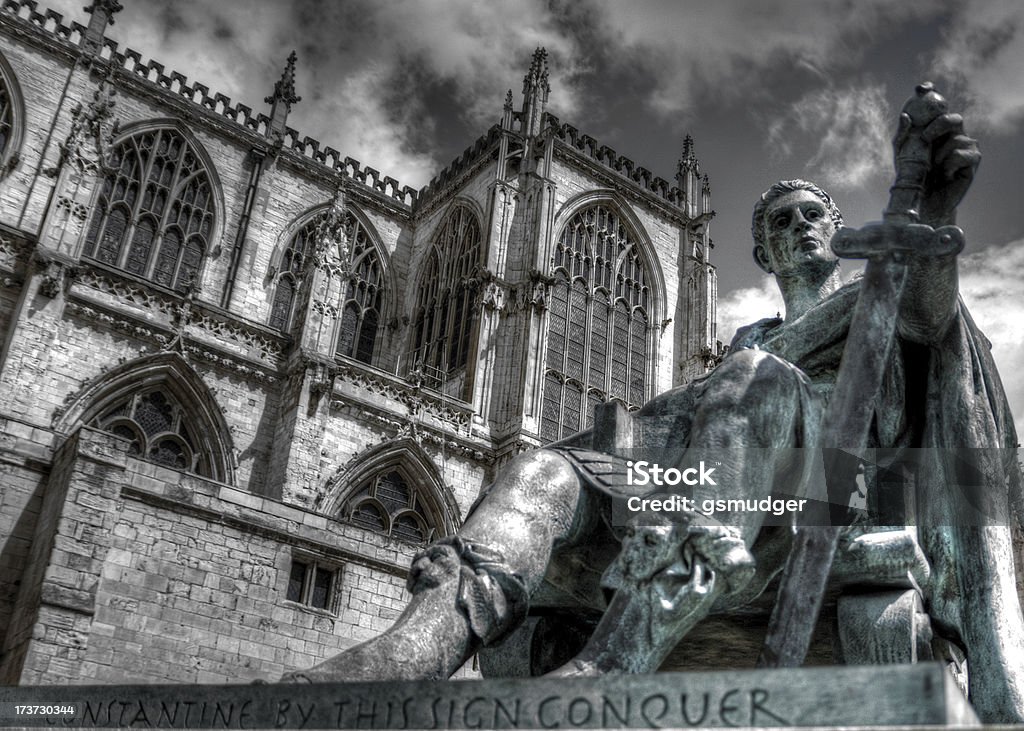 Emperor Constantine - York Minster A HDR image of a large bronze sculpture of the 4th-century Roman Emperor Constantine, located outside York Minster, UK. Emperor Constantine Stock Photo