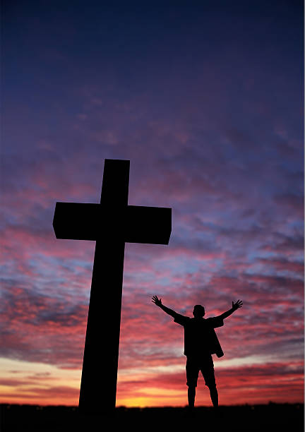 istock Silhouette of a man at the cross 173730748